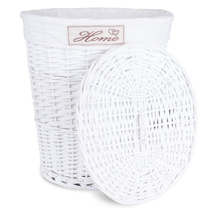 Wicker Oval Laundry Basket Bathroom Storage Laundry Bag Bin With Liner and Lid