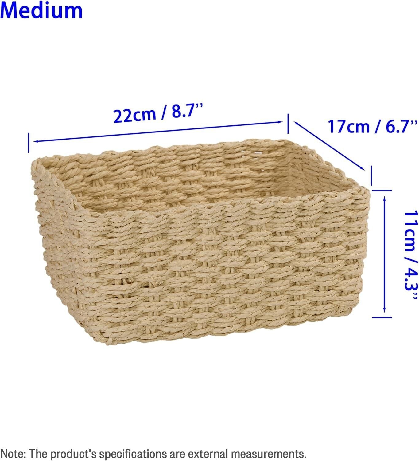 BH Woven Basket For Storage Organiser For Shelf Cupboard Divider Set( L+M+S)