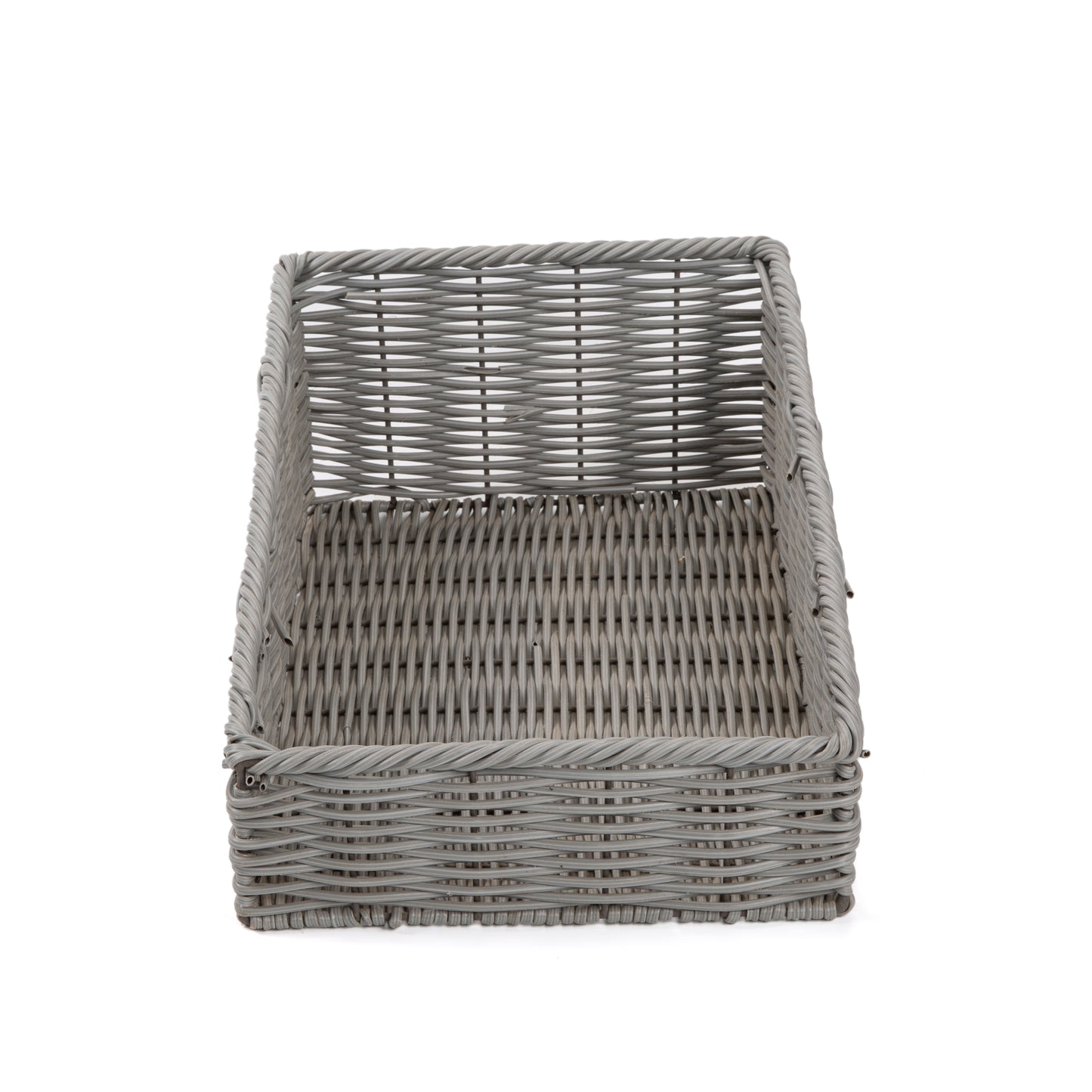 Grey Artificial Wicker Sloping Storage and Display Basket