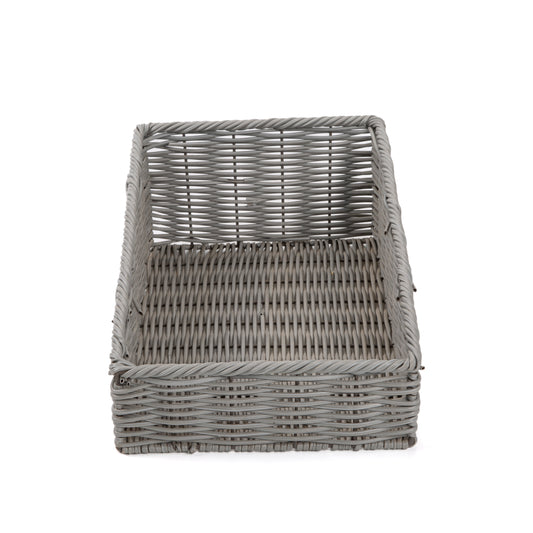 Grey Artificial Wicker Sloping Storage and Display Basket