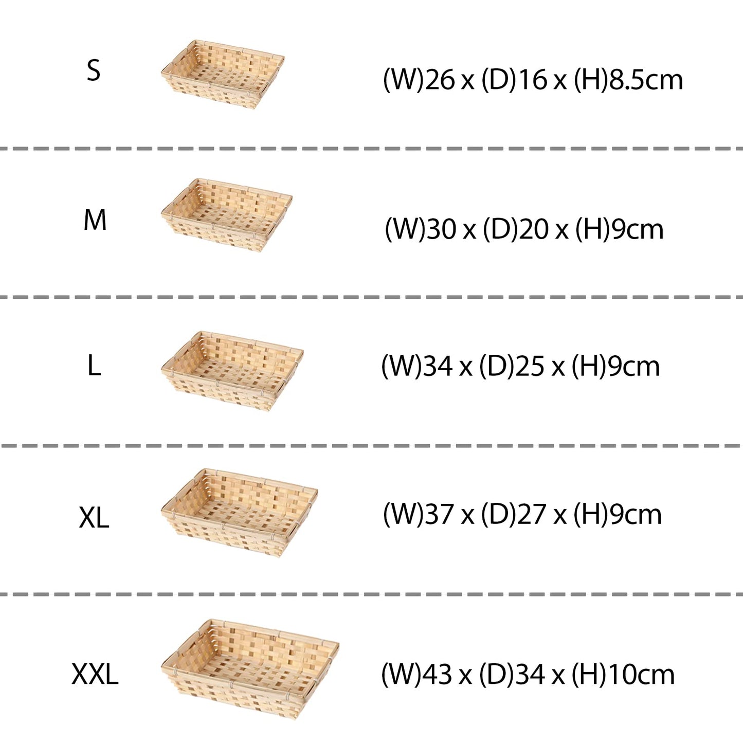 Pack of 10 Rectangle Bamboo Natural Color Wicker Bread Basket Retail Shop Display Christmas Hamper