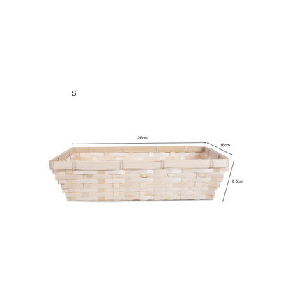 Pack of 10 Rectangle Bamboo Natural Color Wicker Bread Basket Retail Shop Display Christmas Hamper