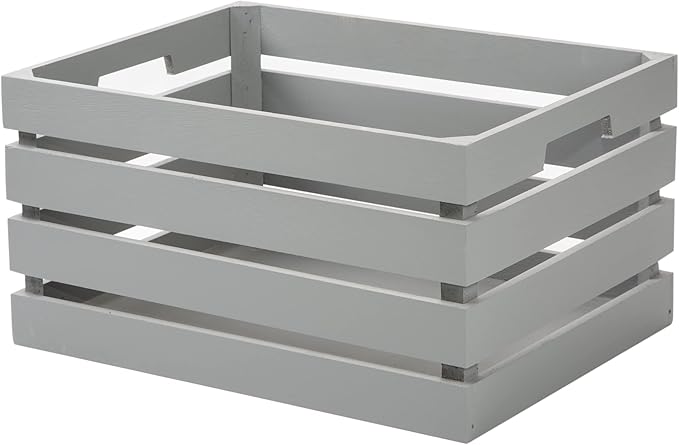 Grey Slatted Wooden Crate