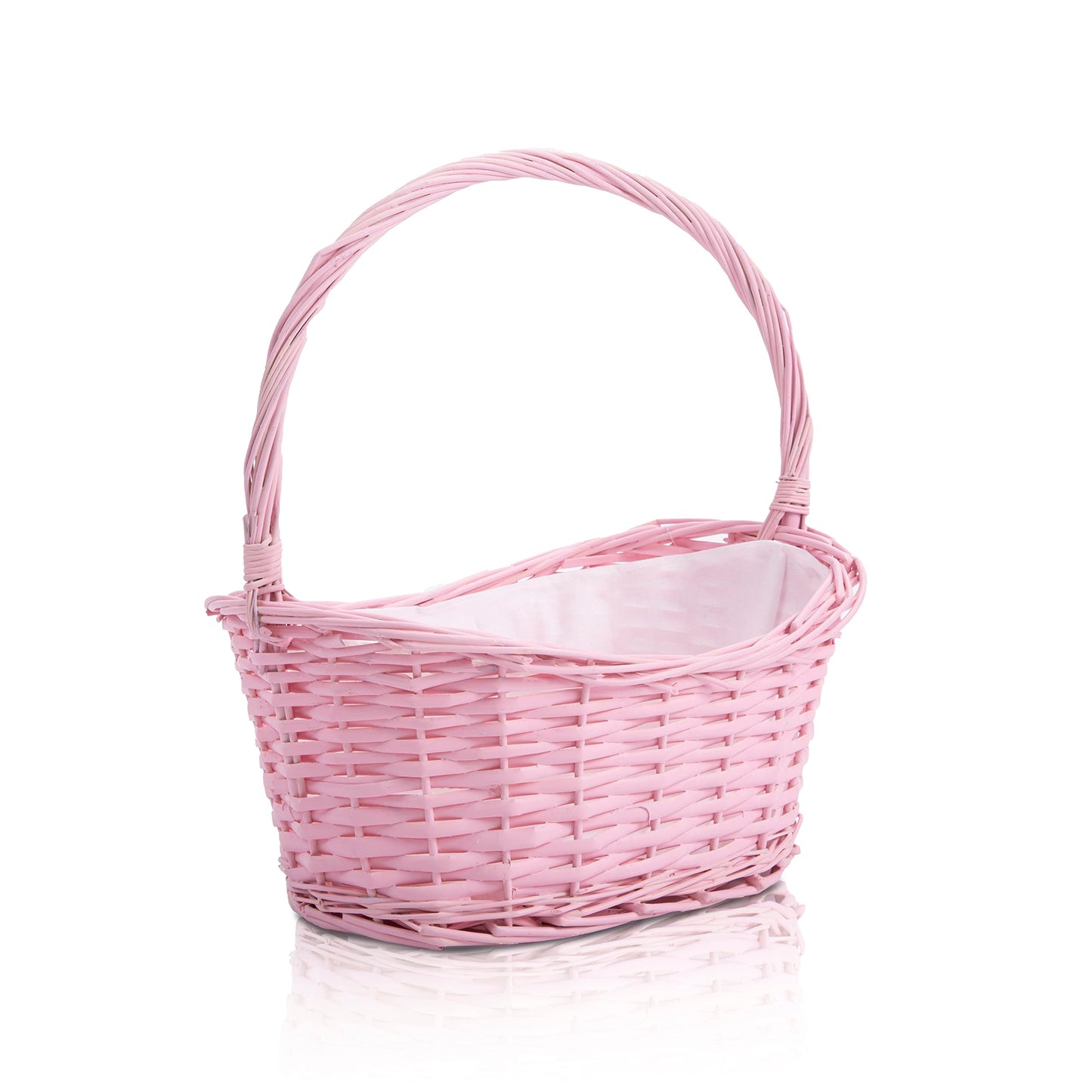 Wicker Wedding Flower Girls Basket Easter Egg Hunting Basket Toy Shopping Basket Gift Basket Pink Yellow Blue Grey