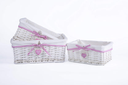 Natural Wicker Storage Basket with Lining Hamper Baskets for Gifts Empty Baskets for Shelves