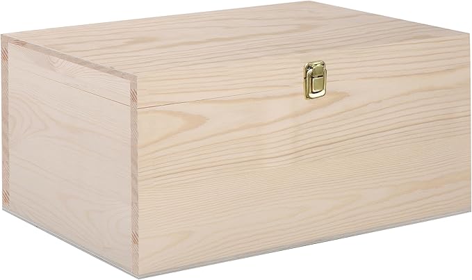 Wooden Box with Hinged Lid