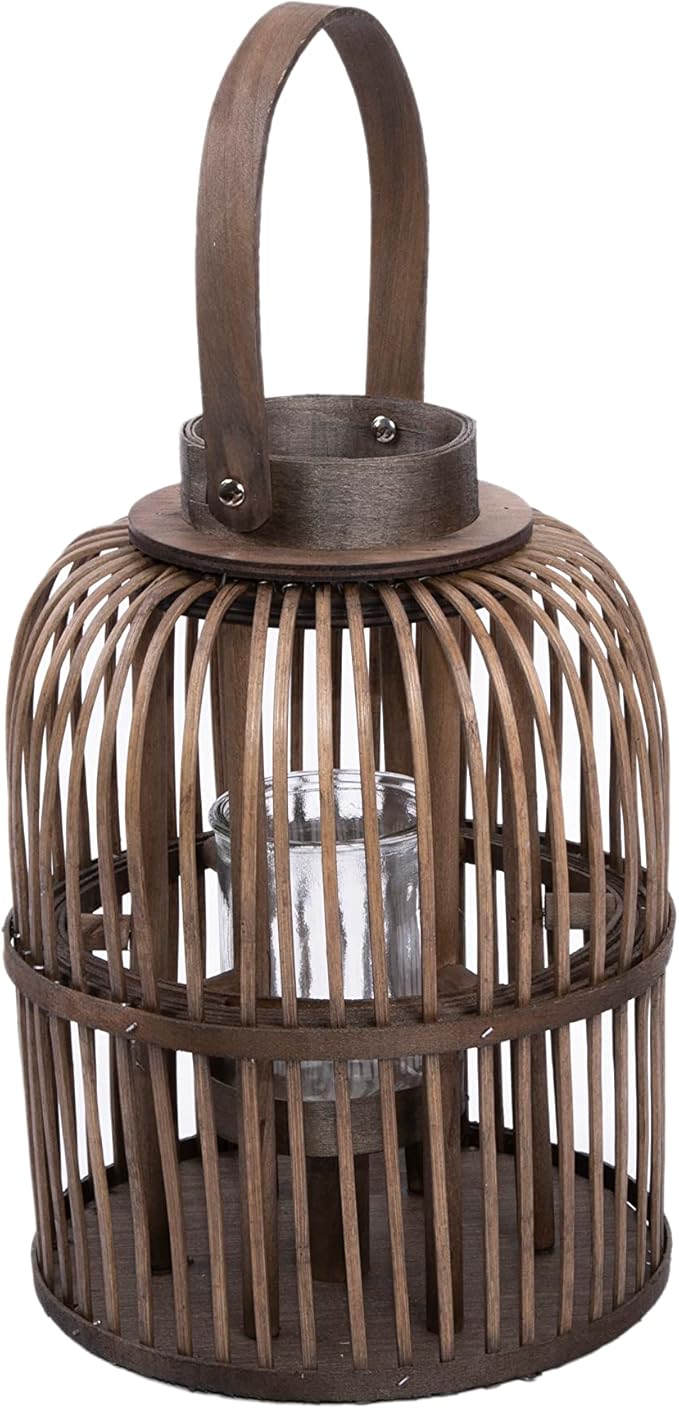 Brown Birdcage Shaped Wooden Candle Lantern