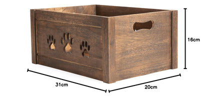 Paw Shaped Cutout Dog Toys Chest Gift Hampers Storage Collection Box Wooden Crates Gift Hampers