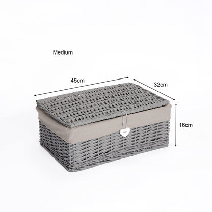 Natural Wicker Storage Basket With Lid Underbed Storage Gift Basket