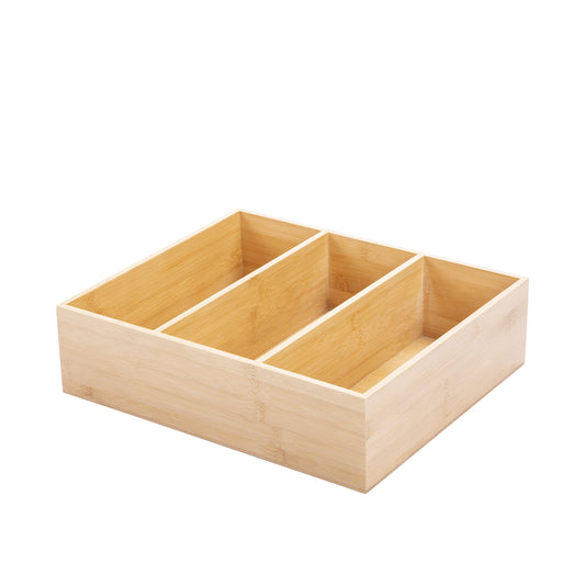 Large Bamboo Table Organiser - 3 Compartments