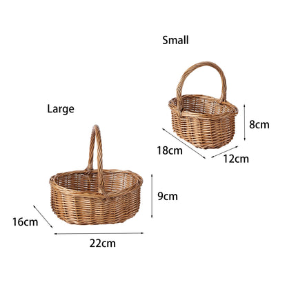 Set of 2 Natural Wicker Shopping Basket Easter Egg Hunt Basket Wedding Flower Girl Basket Kid Role Play Basket Kitchen Storage Basket