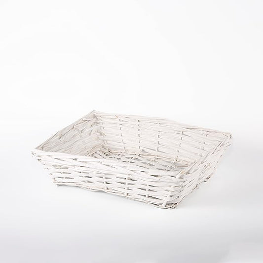 38cm White Rectangular Split Willow Tray