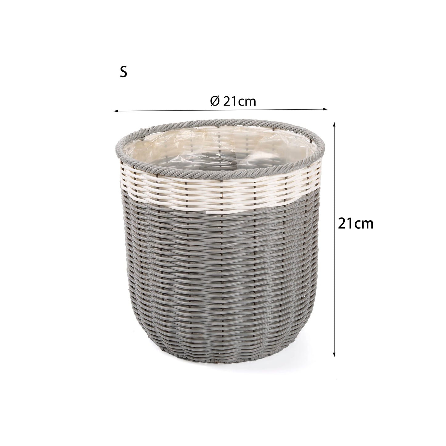 2 Pieces of 8'' Decorative Artifical Wicker Both Indoor and Outdoor Planter Flower Pot with waterproof liner Wedding Decoration Decorative Home Basket