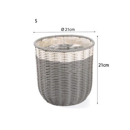 2 Pieces of 8'' Decorative Artifical Wicker Both Indoor and Outdoor Planter Flower Pot with waterproof liner Wedding Decoration Decorative Home Basket