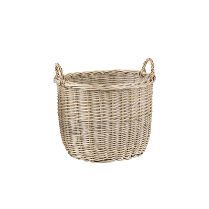 Natural Wicker Basket with Handle Log Basket Fire Wood Store Wicker Laundry Basket Children Wicker Basket Blanket Basket