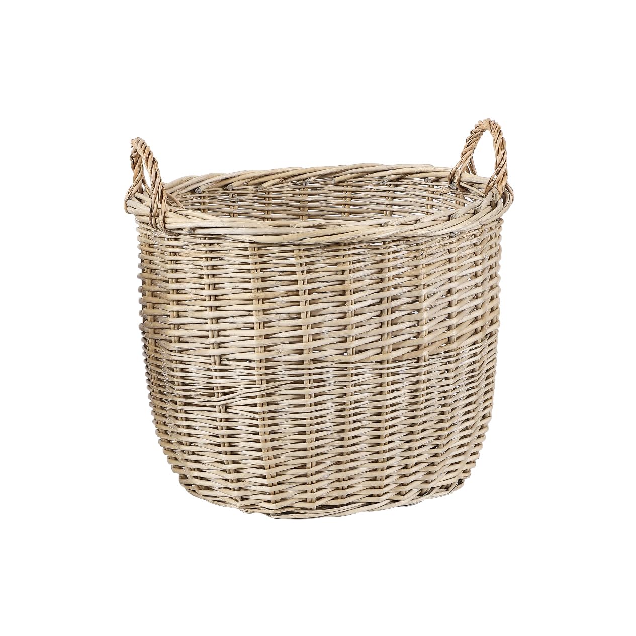 Natural Wicker Basket with Handle Log Basket Fire Wood Store Wicker Laundry Basket Children Wicker Basket Blanket Basket