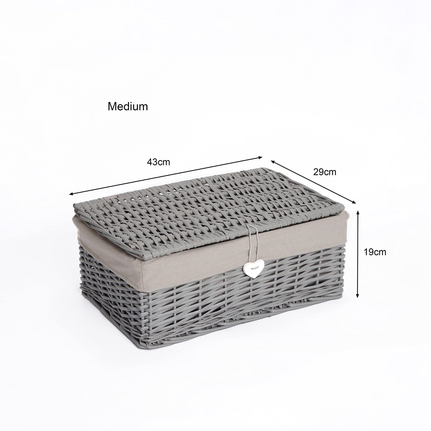 Grey Painted Lid Wicker Storage Collection Hamper Wicker Basket