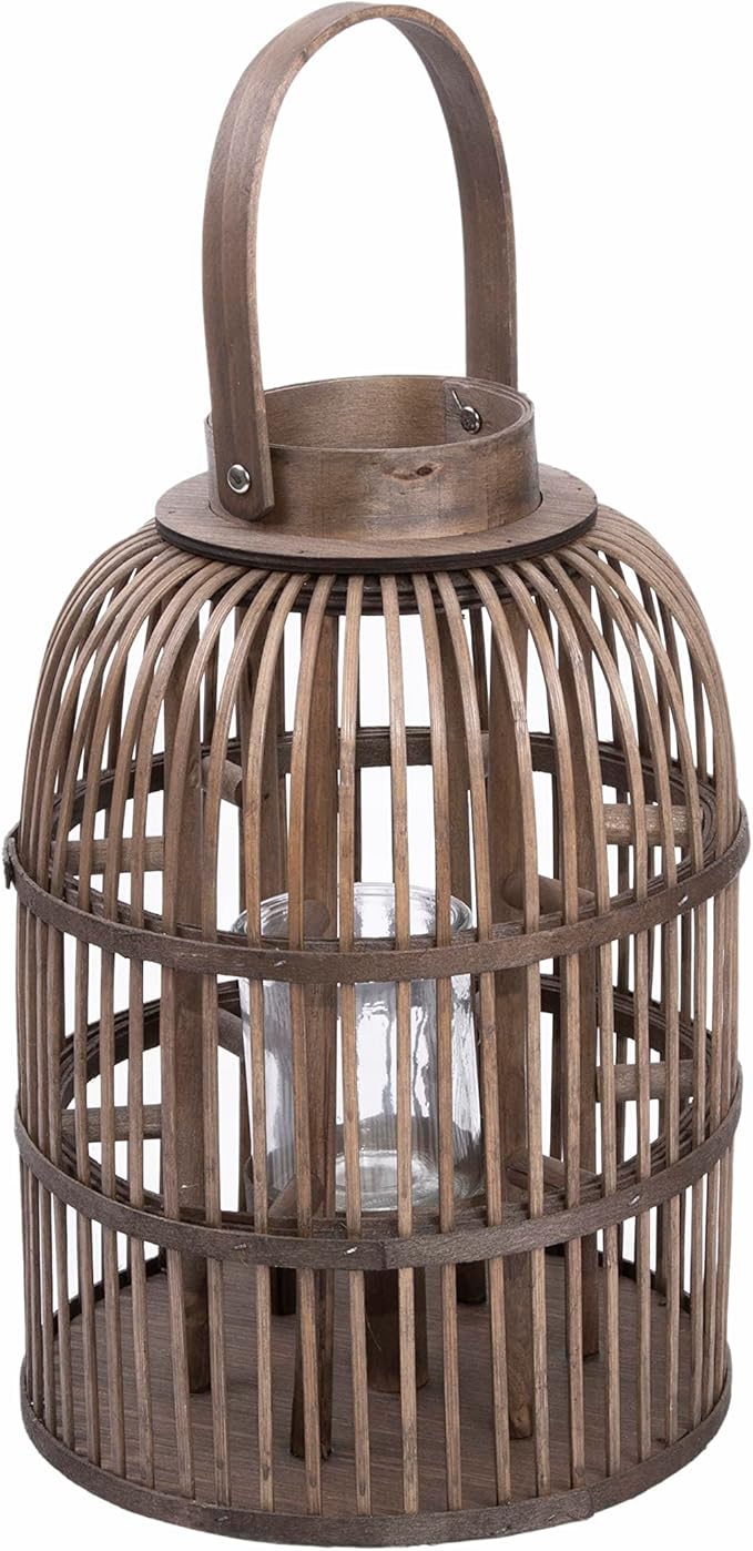 Brown Birdcage Shaped Wooden Candle Lantern