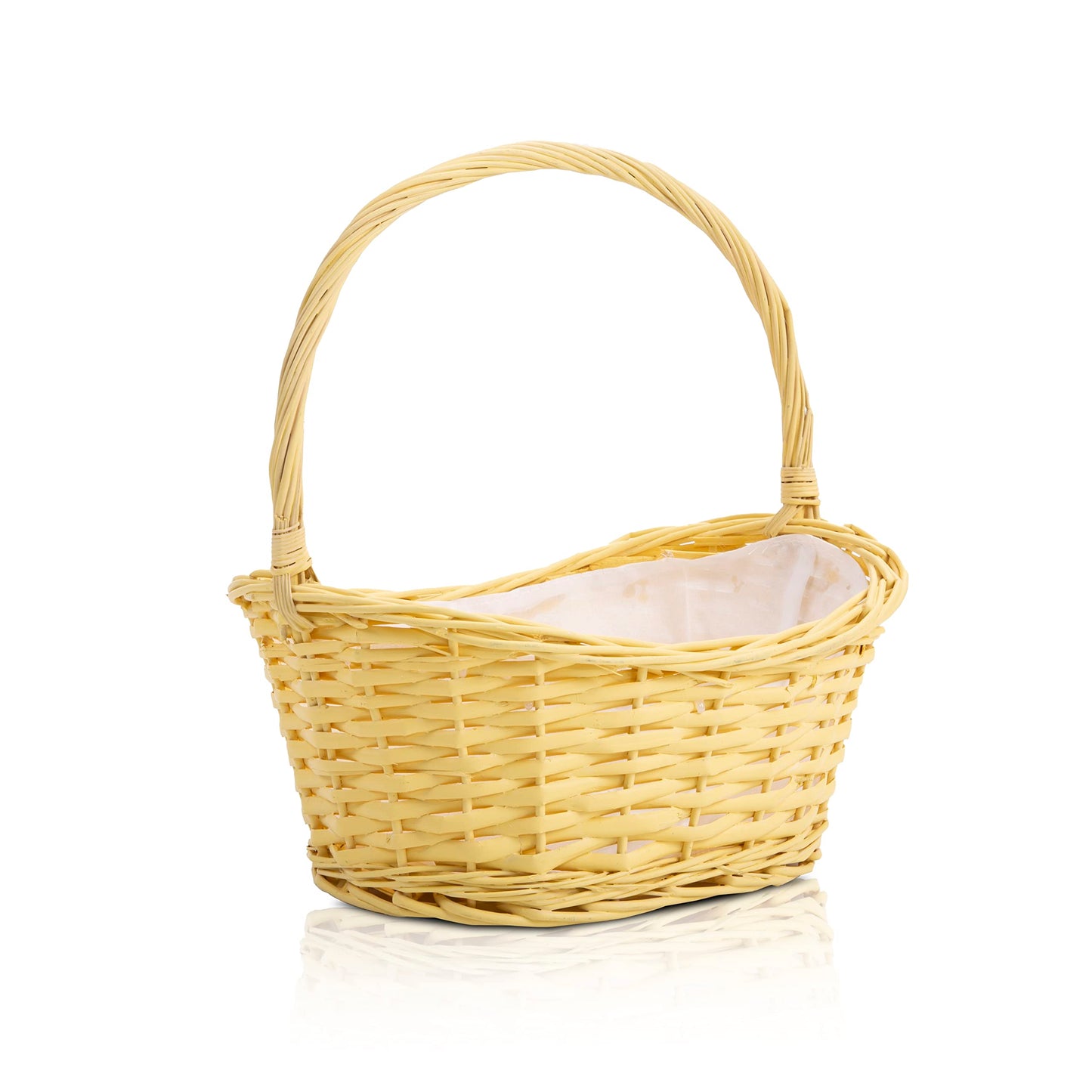 Wicker Wedding Flower Girls Basket Easter Egg Hunting Basket Toy Shopping Basket Gift Basket Pink Yellow Blue Grey