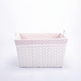 Faux Wicker Home Storage Basket with Liner with Handles Laundry Basket Toys Collection Basket