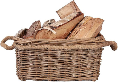 Rectangular Rope Handled Log Basket