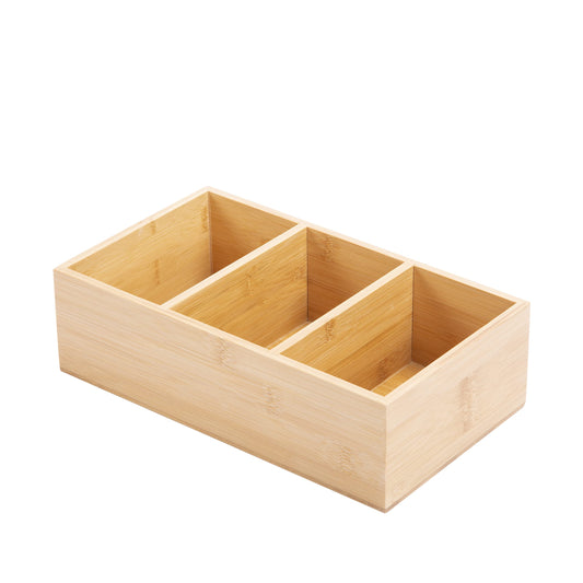 Bamboo Table Organiser - 3 Compartments