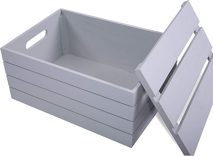 Light Grey Wooden Storage Box