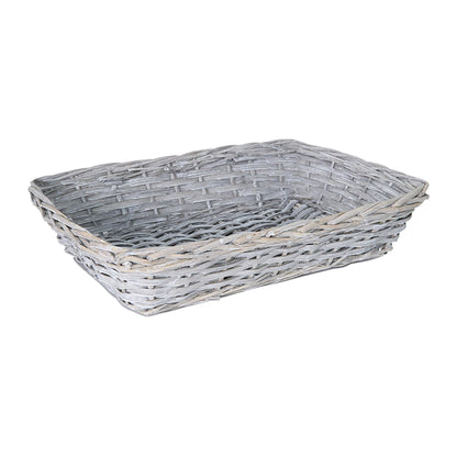 38cm Grey Rectangular Split Willow Tray