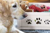 White Paw Shaped Cutout Pet Storage Box Pet Accessories Collection Wooden Crates Pet Gift Hampers