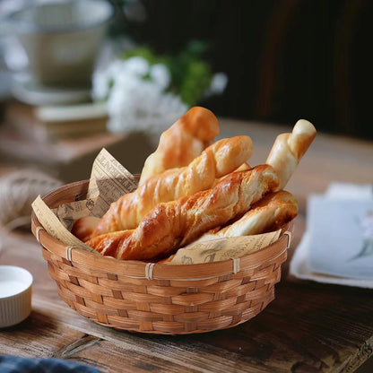 5 x Caramel Woven Bamboo Bread Basket Serving Basket