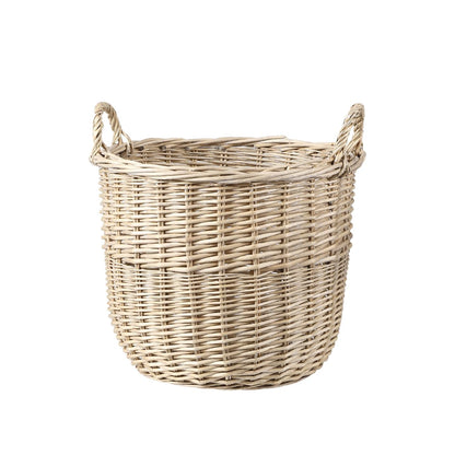 Natural Wicker Basket with Handle Log Basket Fire Wood Store Wicker Laundry Basket Children Wicker Basket Blanket Basket