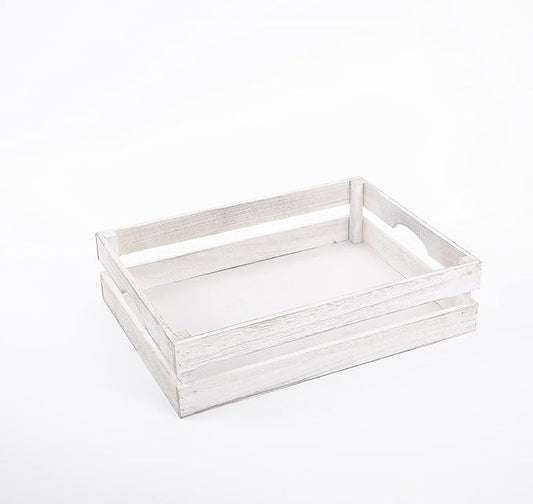 White Wash Wooden Packing Tray