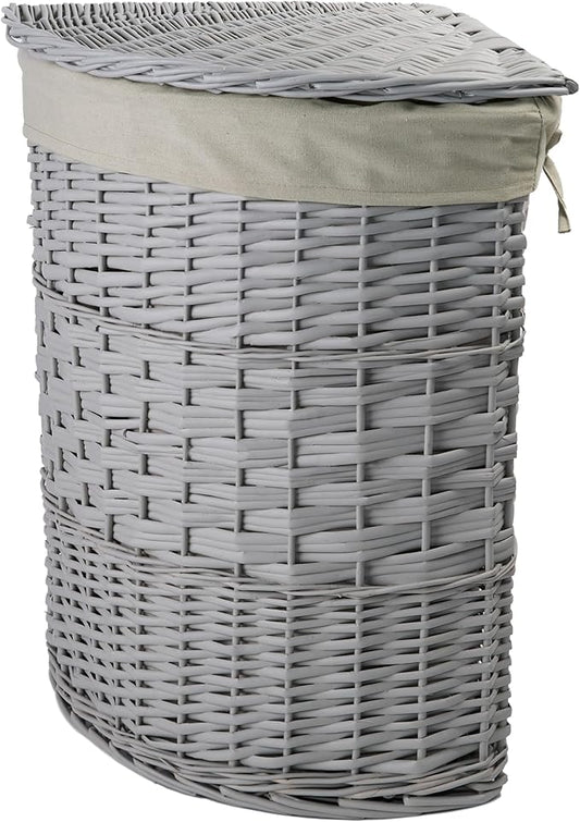 Grey Corner Laundry Basket with Lining