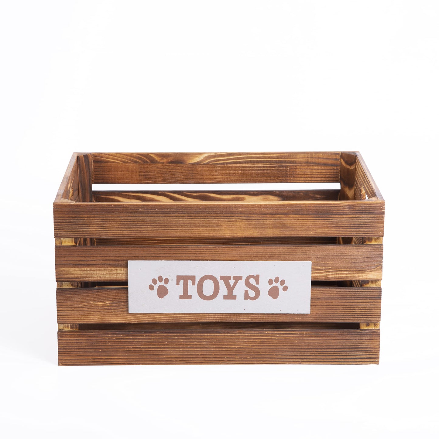 Paw Print Wooden Pet Toys Storage Box Collection Basket Wooden Crates Dog Gift Hampers