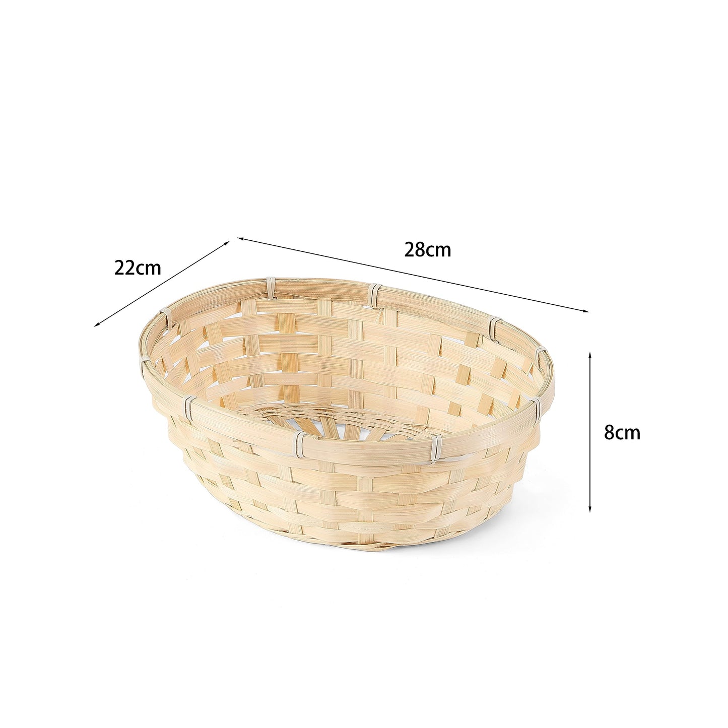 5PCS Woven Bamboo Bread Basket Serving Basket Retail Countertop Display Basket Bathroom Storage Basket DIY Gift Basket