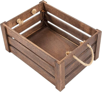 Brown Rope Handled Wooden Crate