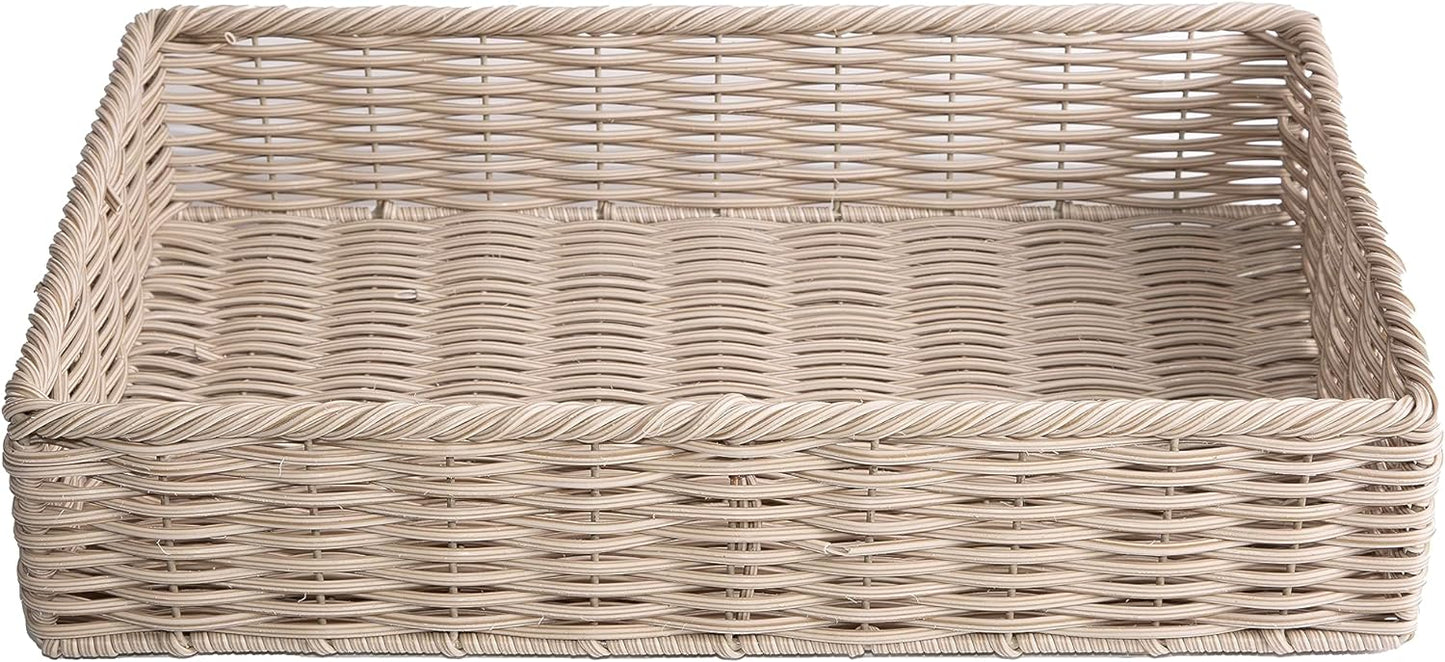 Rectangle Artificial Wicker Storage and Display Basket