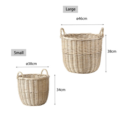 Natural Wicker Basket with Handle Log Basket Fire Wood Store Wicker Laundry Basket Children Wicker Basket Blanket Basket