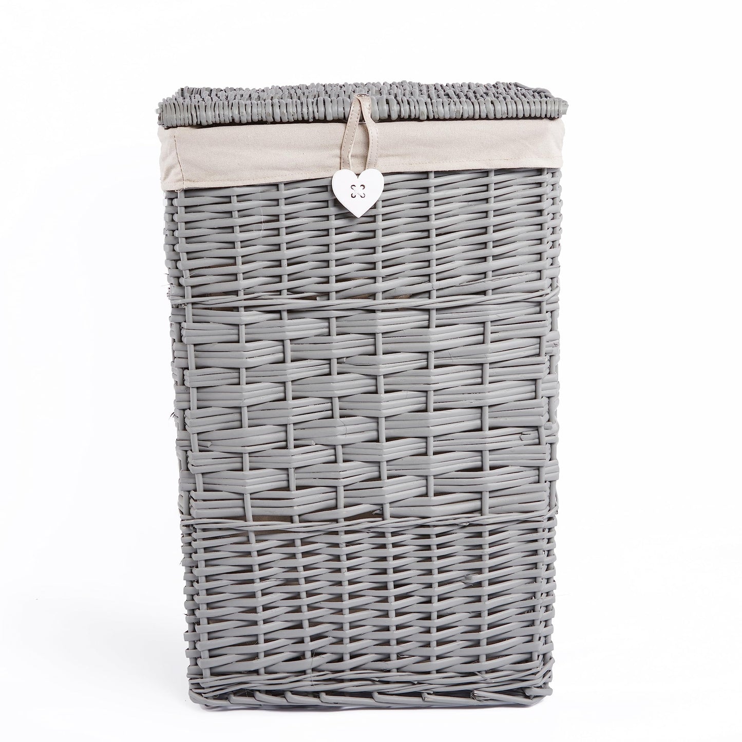 Wickerfield Wicker Laundry Basket Washable Lining Bathroom Bedroom, Grey