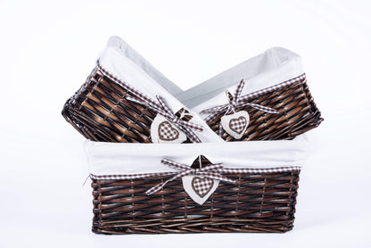 Natural Wicker Storage Basket with Lining Hamper Baskets for Gifts Empty Baskets for Shelves