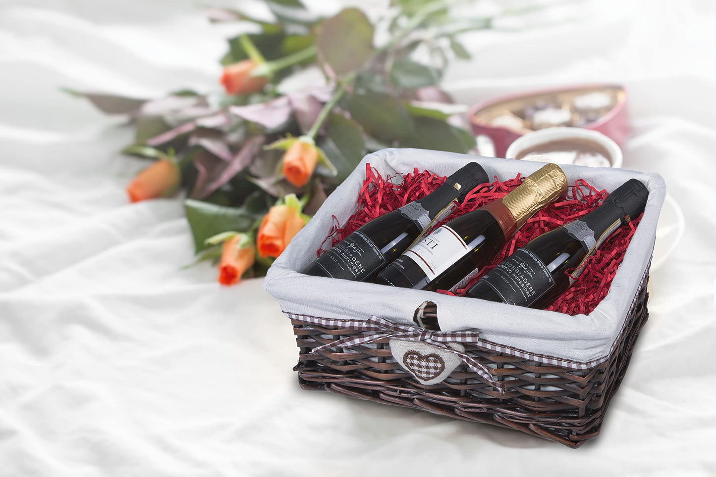 Natural Wicker Storage Basket with Lining Hamper Baskets for Gifts Empty Baskets for Shelves