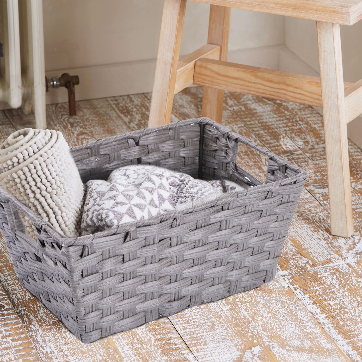 Faux Wicker Home Storage Bathroom Basket Toys Collection Cabinet Organizer Gift Hamper