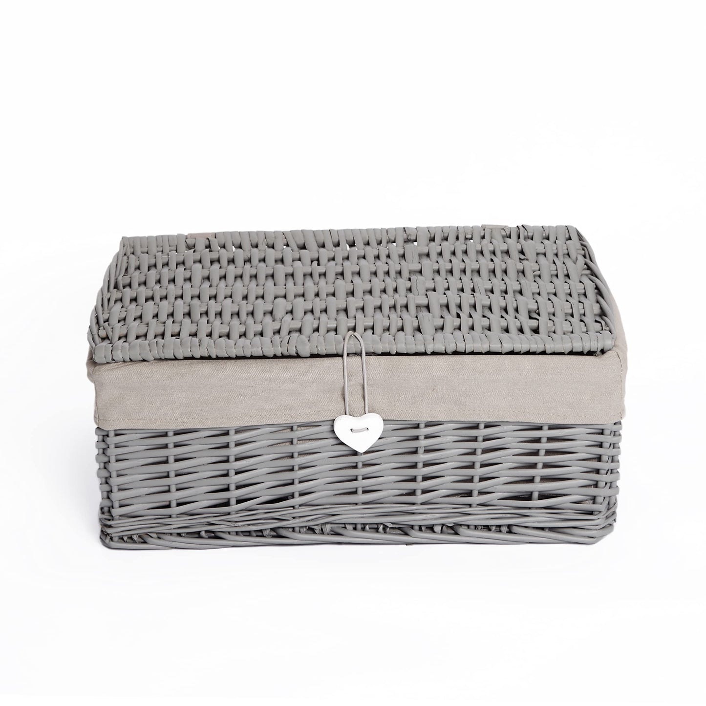 Natural Wicker Storage Basket With Lid Underbed Storage Gift Basket