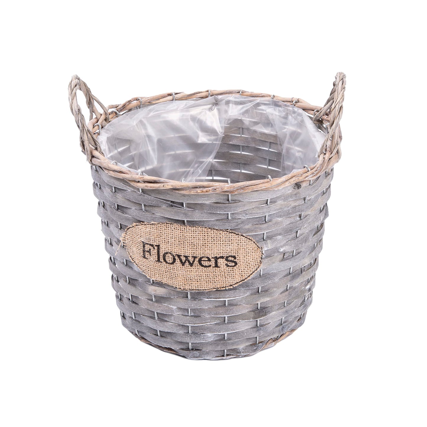 Pack of 3- Natural Wicker Basket with Handles Indoor Planter With Waterproof Liner Flower Personalised Gift Decorative Storage Basket Wedding Decor-26 cm