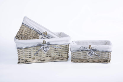 Natural Wicker Storage Basket with Lining Hamper Baskets for Gifts Empty Baskets for Shelves