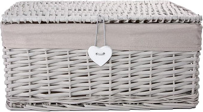 Light Grey Wicker Storage Hamper with Lining – Short Version