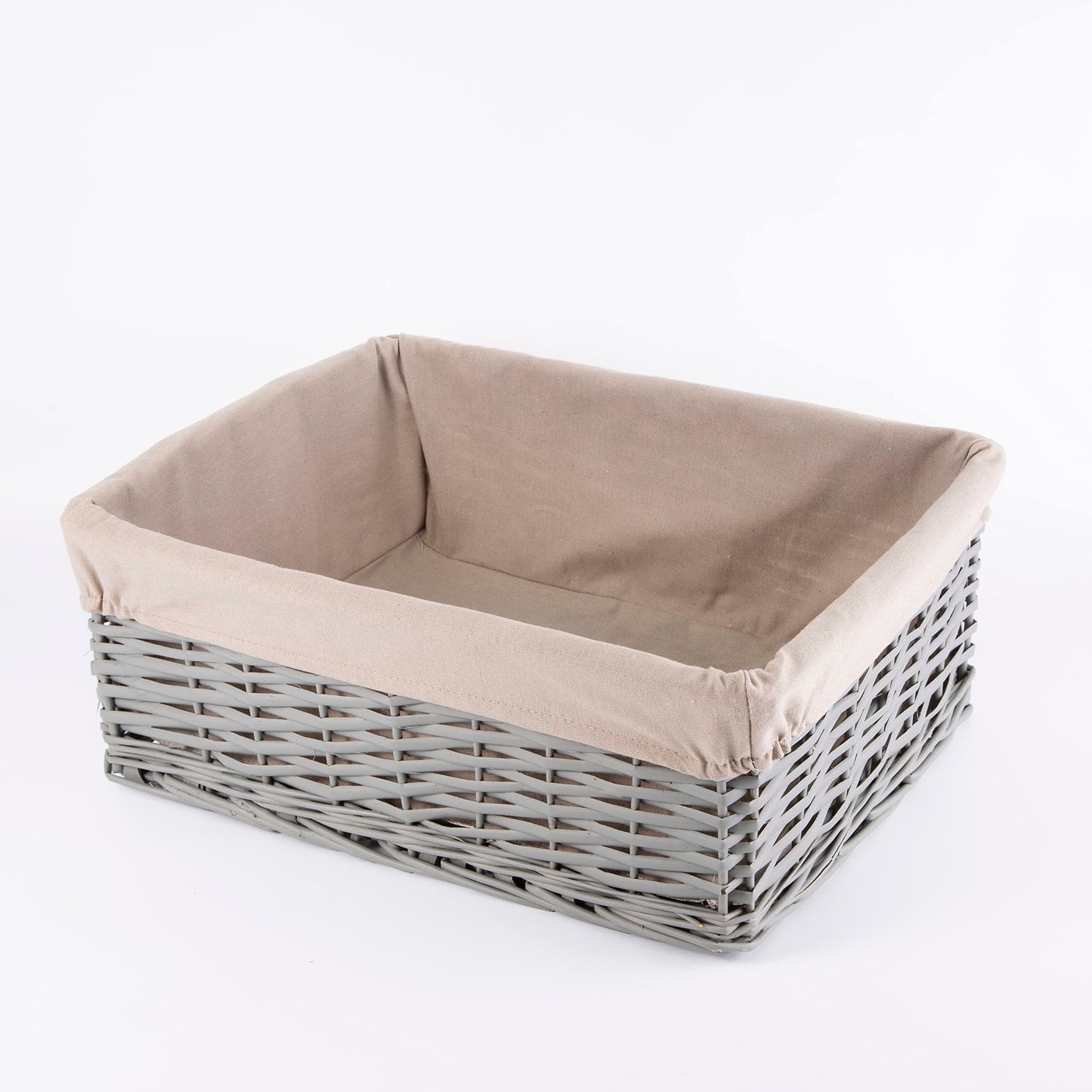 Grey Natural Wicker Storage Basket With Liner Shelf Basket Gift Hamper