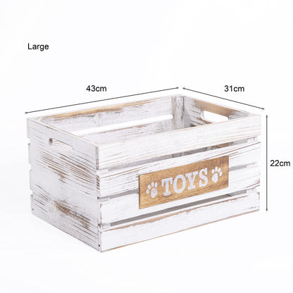 Paw Print Wooden Pet Toys Storage Box Collection Basket Wooden Crates Dog Gift Hampers