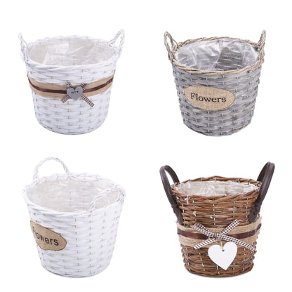 3 Pieces 7'' Wicker Basket with Handles Indoor Planter With Liner Personalised Gift Decorative Storage Basket Wedding Decoration