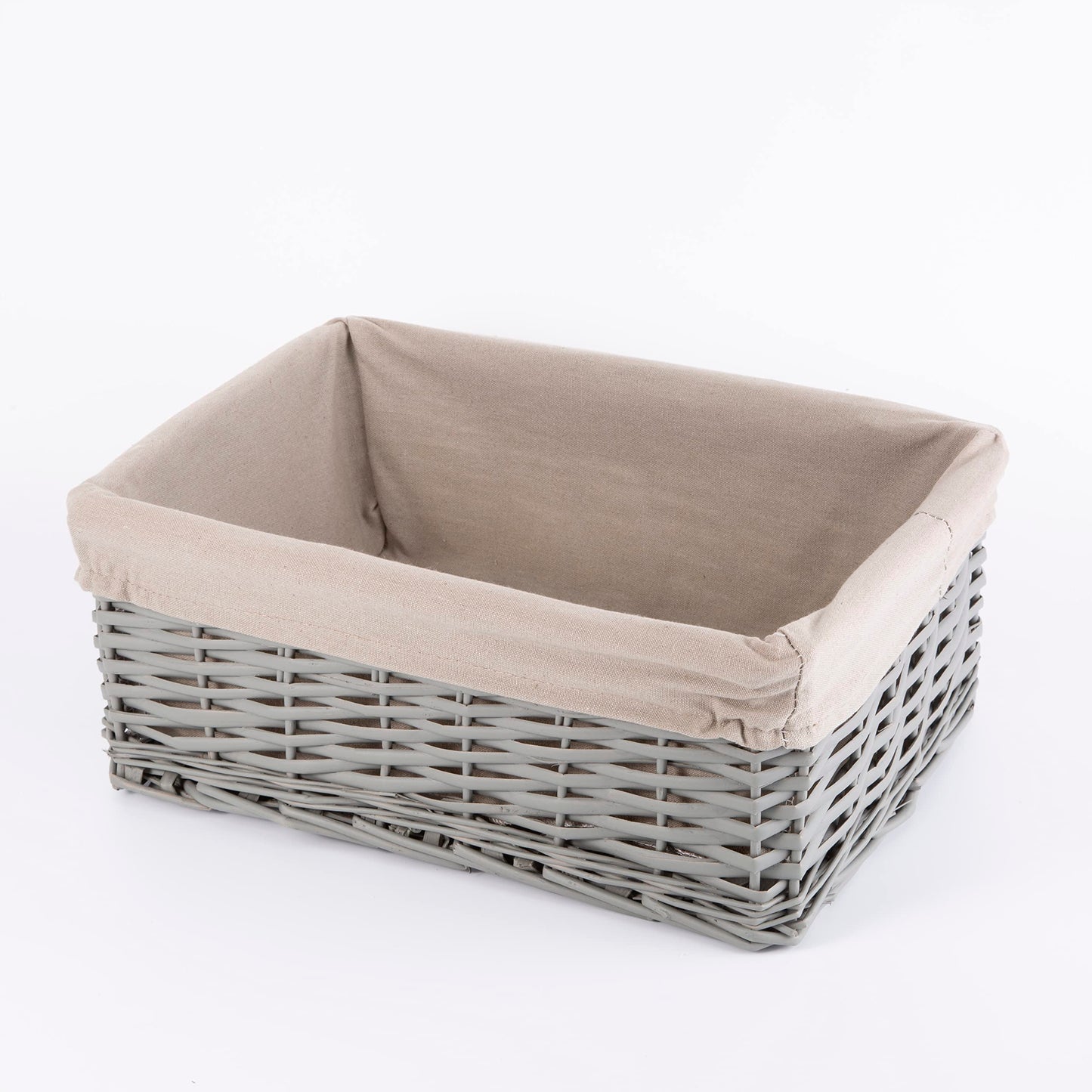 Grey Natural Wicker Storage Basket With Liner Shelf Basket Gift Hamper